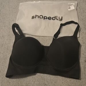 NWT Shapedly Wireless Full Coverage Bra Black 40F 90F High Support Comfort